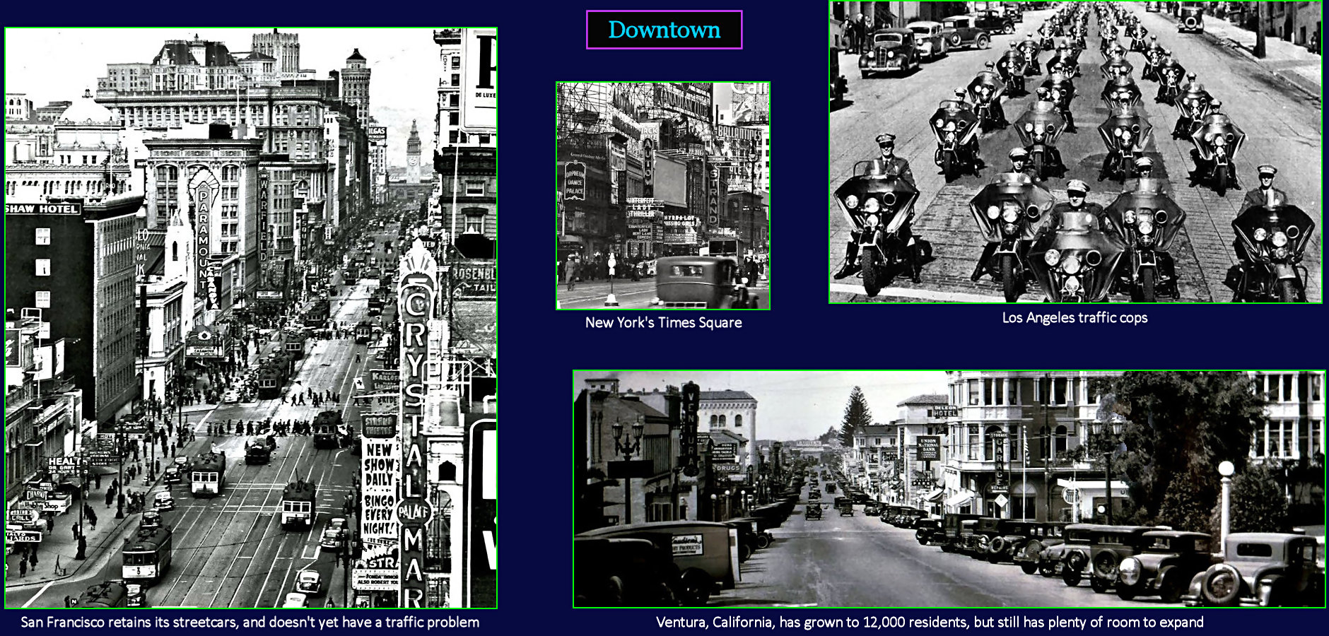Urban traffic, LA motorcycle cops, 1940s